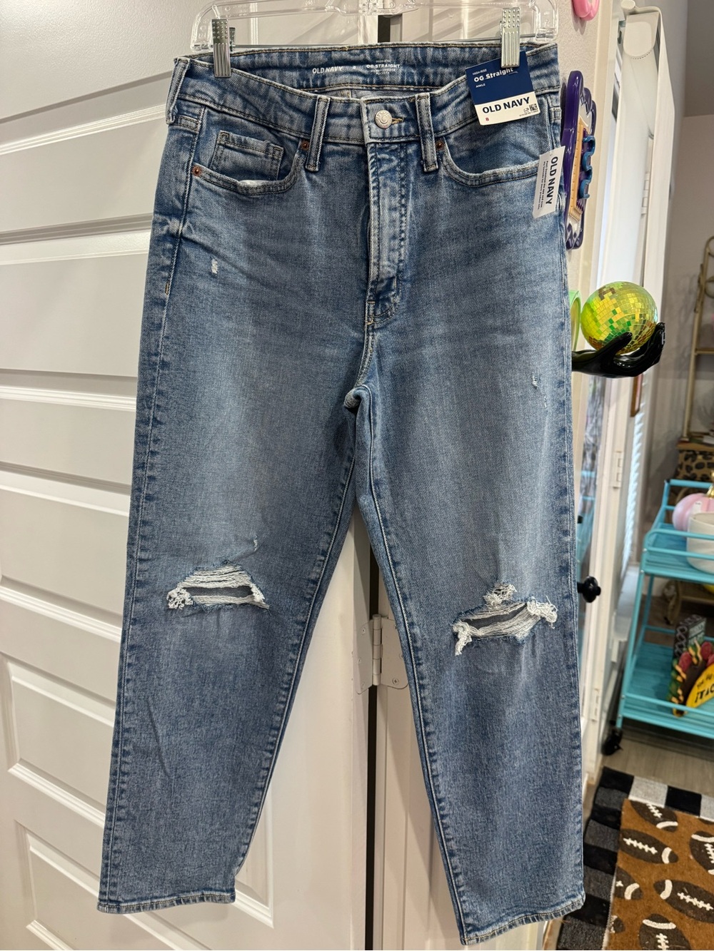 Old Navy Medium Blue Distressed Boyfriend Jeans
